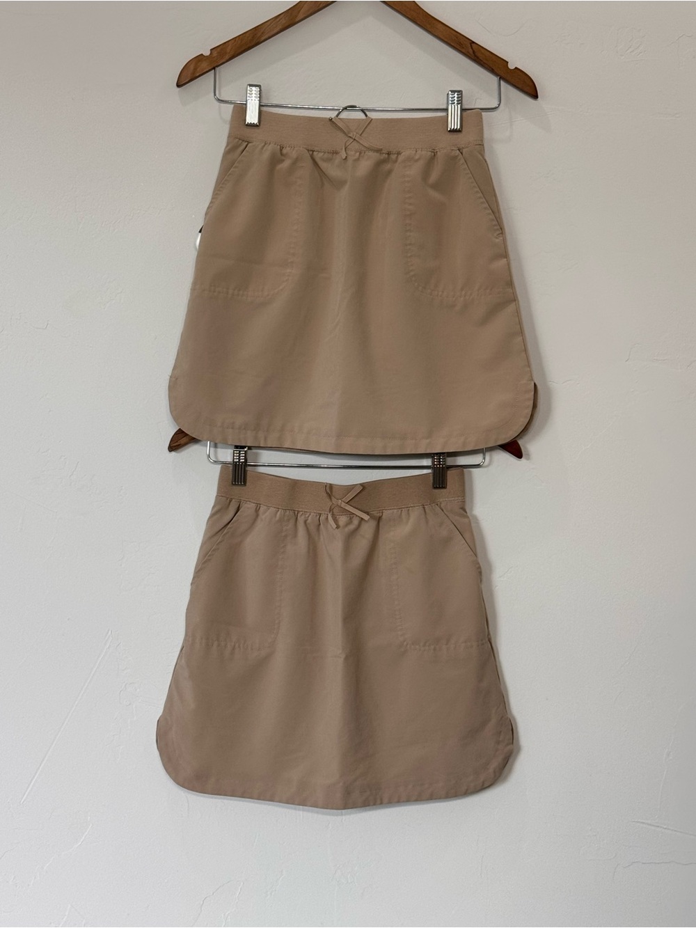 IZOD Khaki Tan School Skort Uniform Pockets Straight Girl Size 12, Set of 2